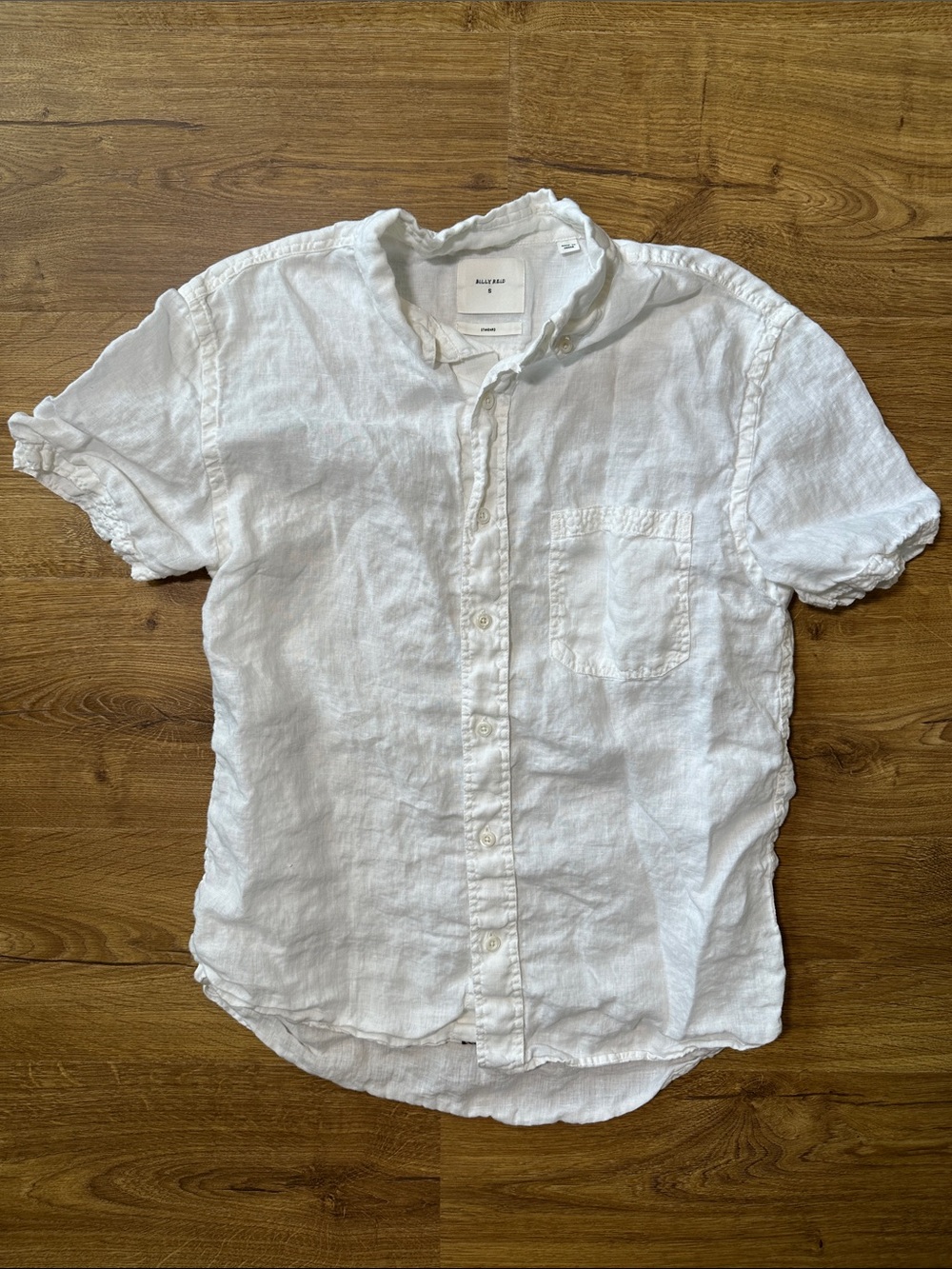 Billy Reid Men’s 100% Linen White Button-Down Shirt Small